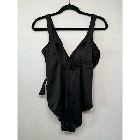 Slim Shaper Black One-Piece Swimsuit, Size 14 - Picture 2 of 5